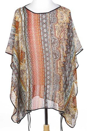 Abstract Printed Tie Down Poncho 5ACG SCARF7